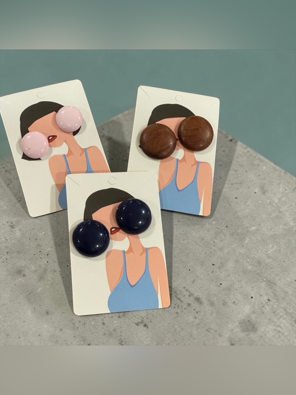 Vintage Pink, Brown, and Navy Earrings Set